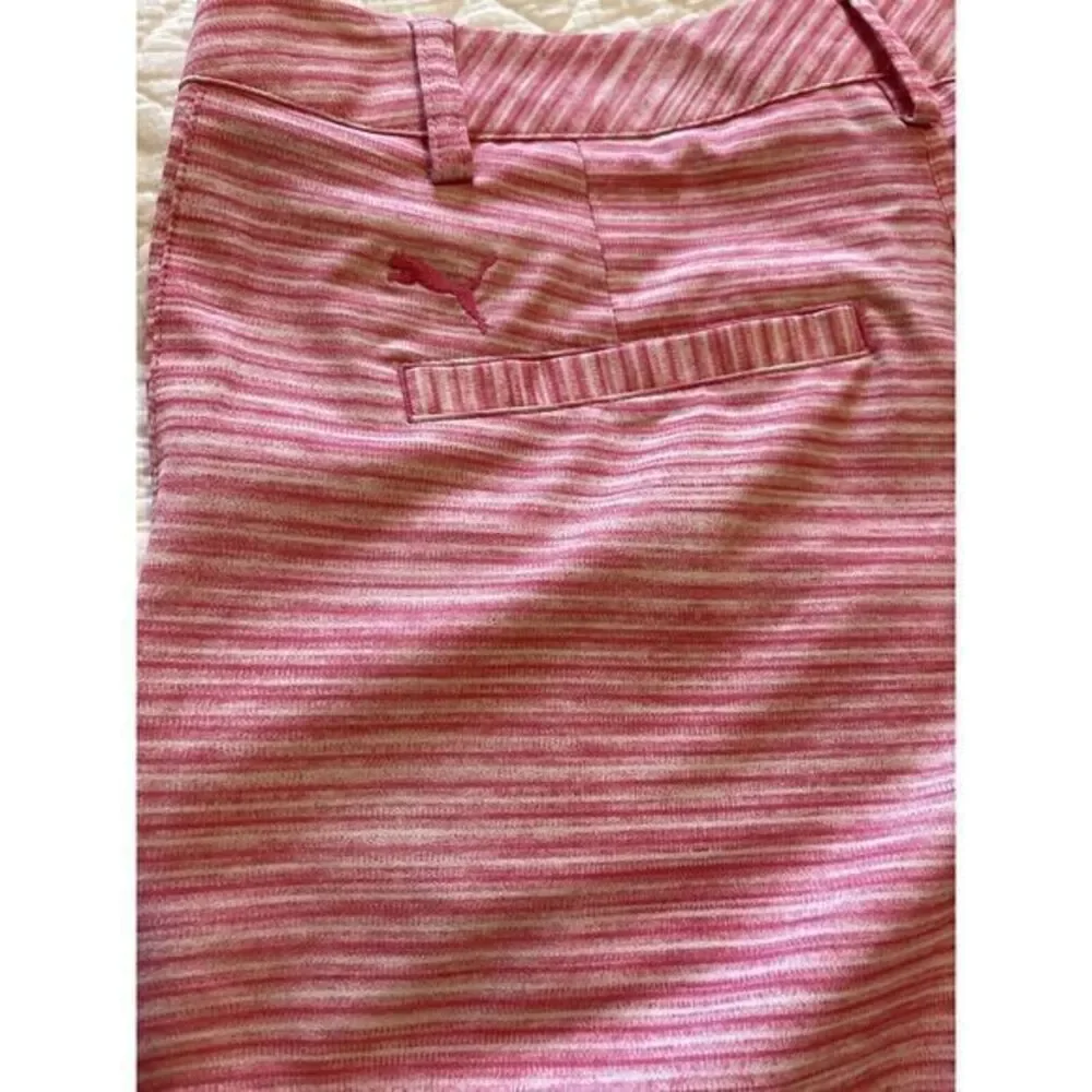 Puma Pink Striped Shorts Womens Size 0 Stretch Chino Casual‎ Golf Golfer Logo